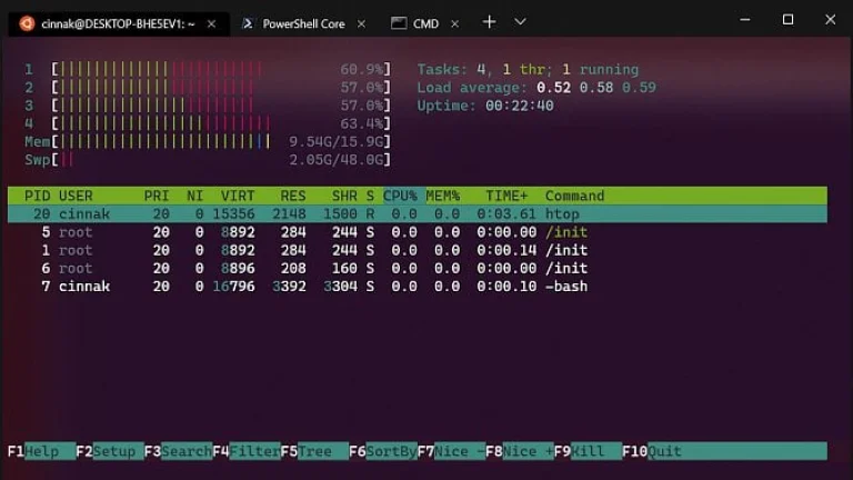 Windows Terminal je výchozí aplikací, KDE běží na Apple M1