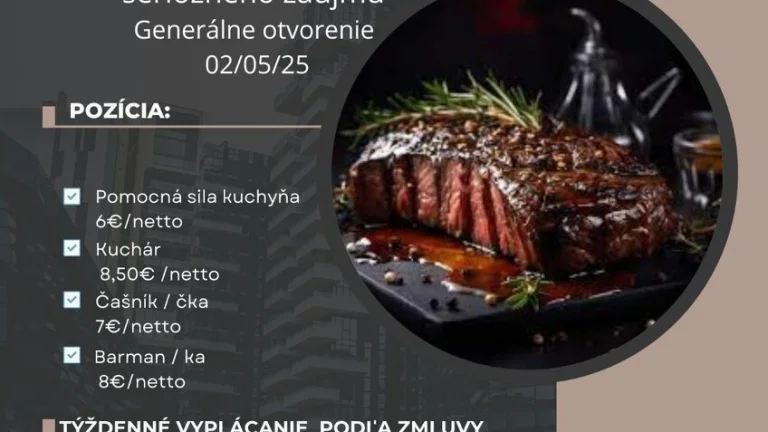 Čašník/čka Bratislava, Kuchár, pomocná sila kuchyňa