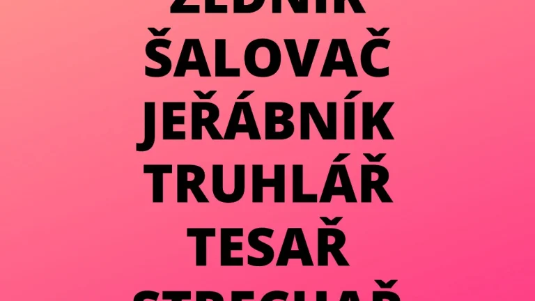 ZEDNÍK - ŠALOVAČ - JEŘÁBNÍK - TRUHLÁŘ - TESAŘ - STRECHAŘ