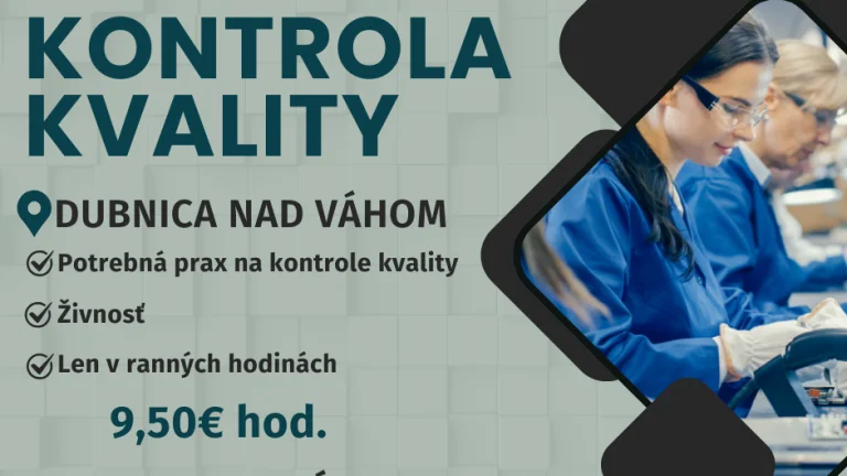 Kontrola Kvality - 9,50€ hod.
