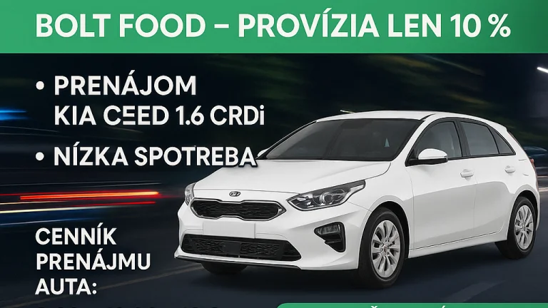 Hľadáme šoférov pre Bolt Food – flotila s výhodnými podmienk