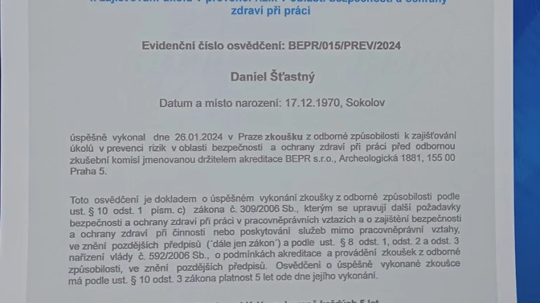 BOZP+PO-zpracování dokumentace,školení -externě nebo úvazkem