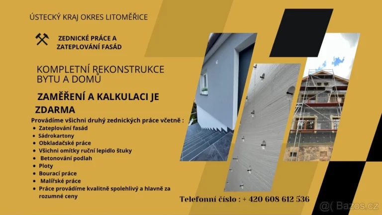 Zednické práce a Zateplování fasád