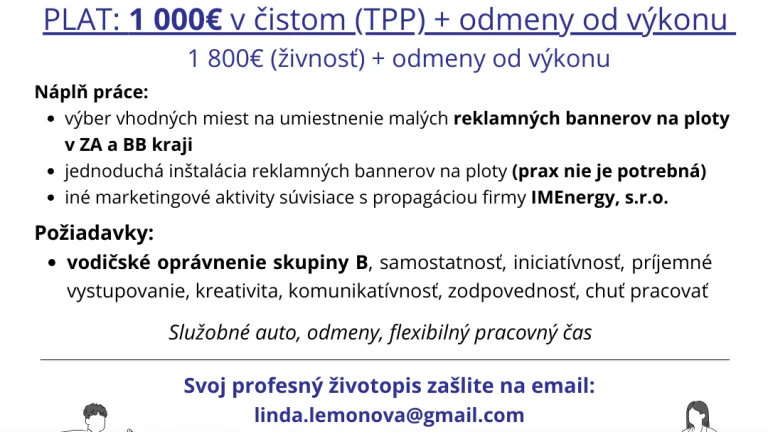 Marketingový pracovník v teréne - IME Tepelné Čerpadlá