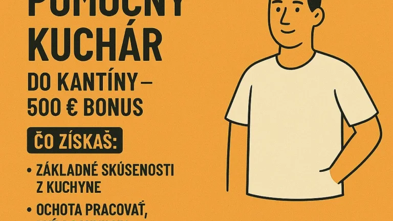Pomocný kuchár do kantíny – 500 € bonus