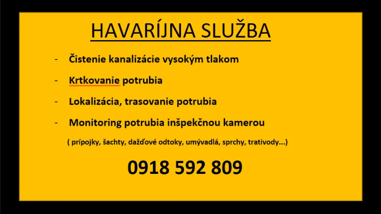 HAVARÍJNA SLUŽBA- Čistenie kanalizácie