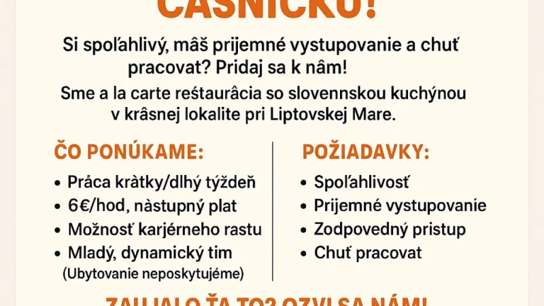 HĽADÁME ČAŠNÍKA/ČAŠNÍČKU