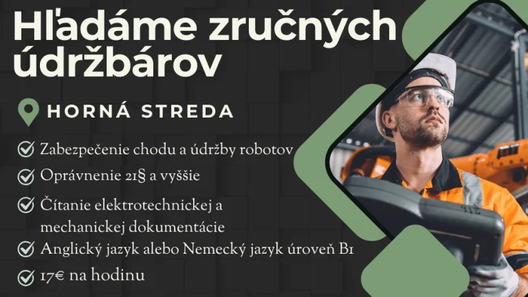 Hľadáme zručných údržbárov 17€ na hodinu