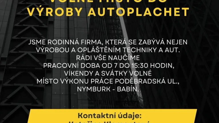 Dělník na výrobu plachet ve firmě Top-plachty,sro