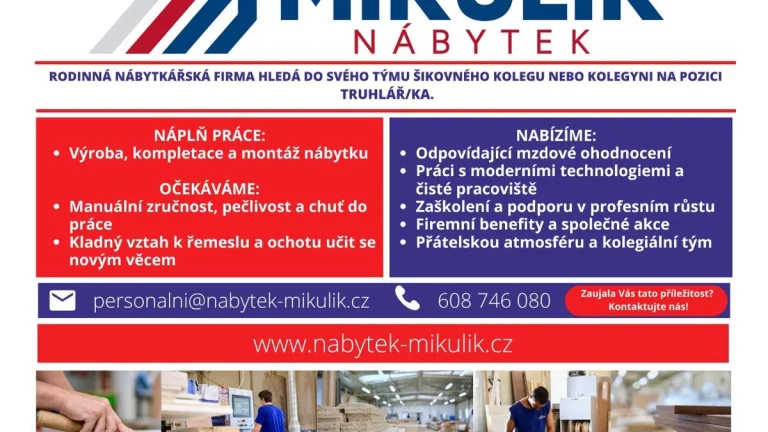Truhlář/ka – výroba a kompletace nábytku