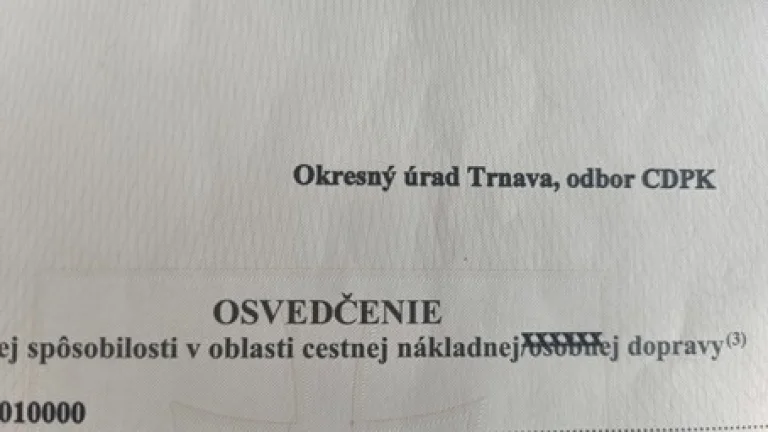 Ponúkam odbornú spôsobilosť vedúceho dopravy / garant