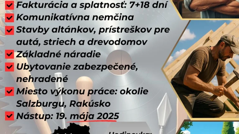 Hľadáme tesára, práca v Rakúsku.