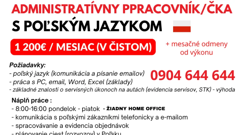 administratívny pracovník s poľským jazykom