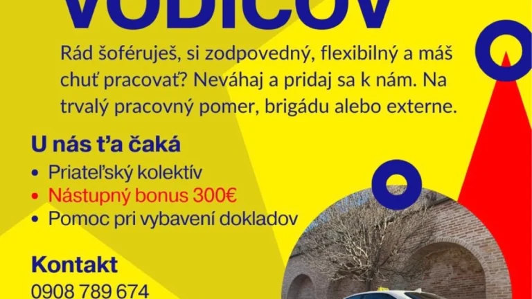 Prijmeme do pracovneho pomeru vodicov Taxisluzby