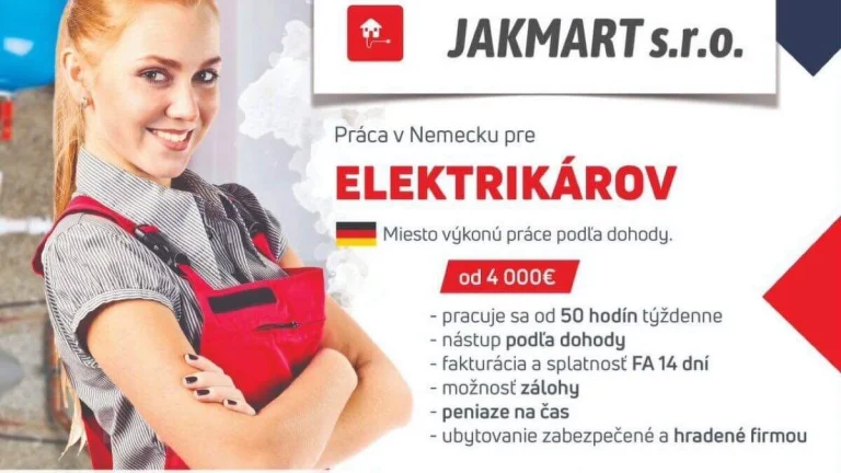 PRÁCA NEMECKO ELEKTRIKÁRI = JAKMART s.r.o.