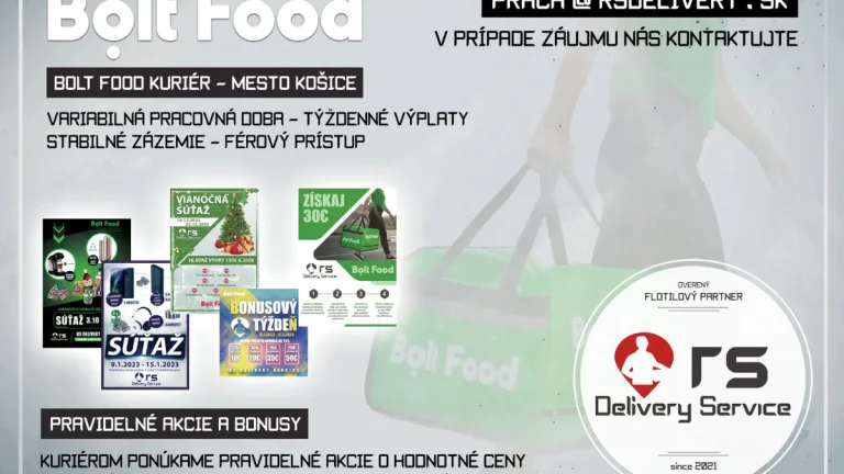Bolt Food Kuriér - RS Delivery Service - Košice