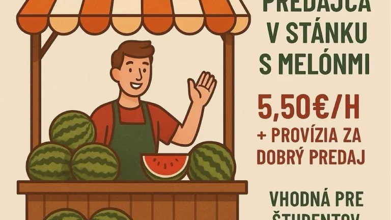Predajca melónov v stánku