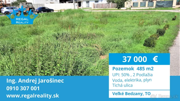 Rezervovaný: POZEMOK na Rodinný dom, Veľké Bedzany, okr. TO