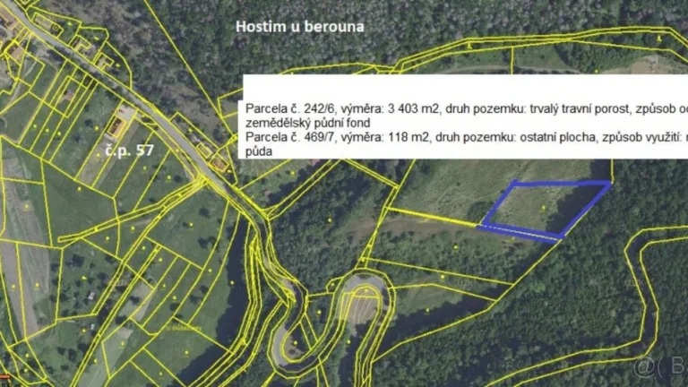 Prodám pozemky, Beroun Hostím 3521m2
