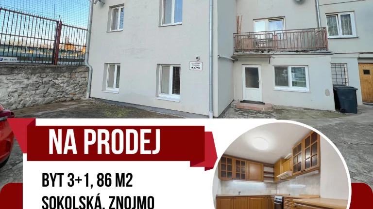 Prodej prostorného bytu 3+1, 86 m2 - Sokolská, Znojmo