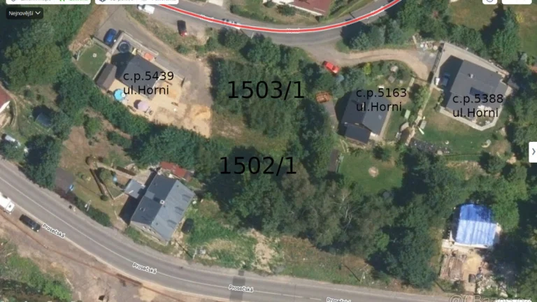 Stavební pozemek 1 093 m ulice Horní Proseč n Nisou