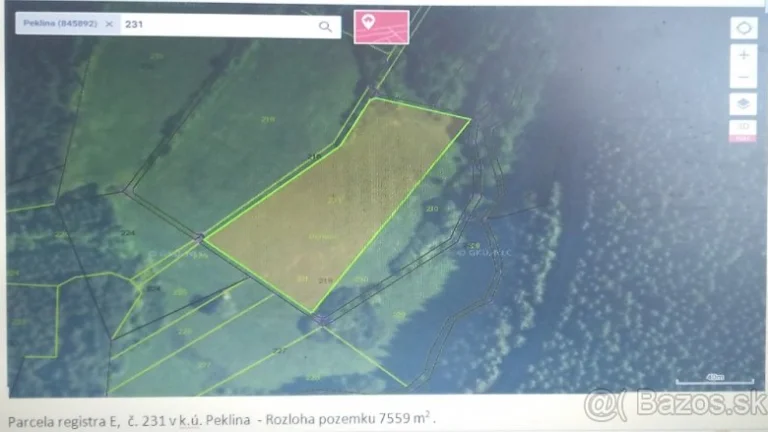 Pozemok 7 559 m2 v k.ú. Peklina