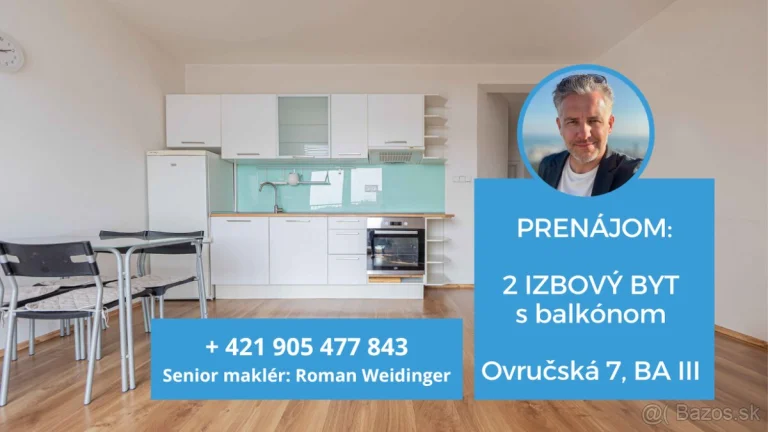 PRENÁJOM: 2 izbový byt, Ovručská ul. 7, Nové Mesto, Bratisla