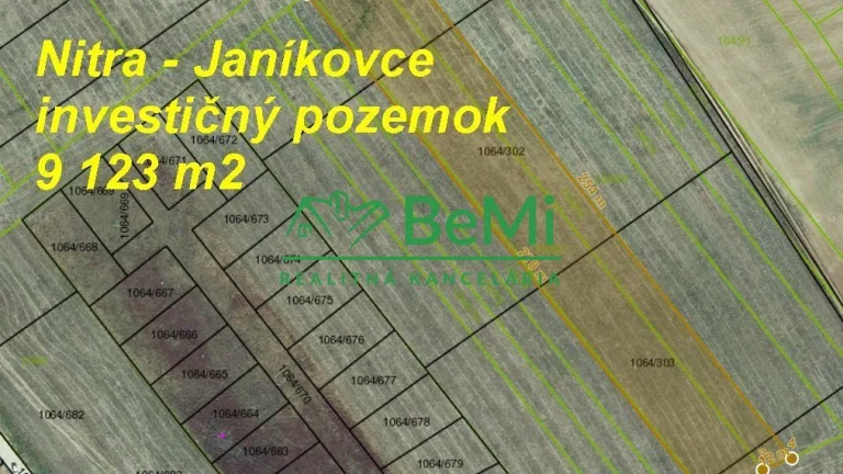 Nitra Janíkovce - investičný pozemok 9 123 m2 ID 494-14-MI