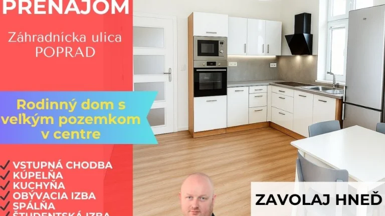 Rodinný dom s veľkým pozemkom v centre na prenájom