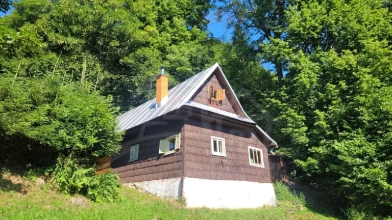 Chata na polosamote vysoko v horách Podjavorníkov nad obco