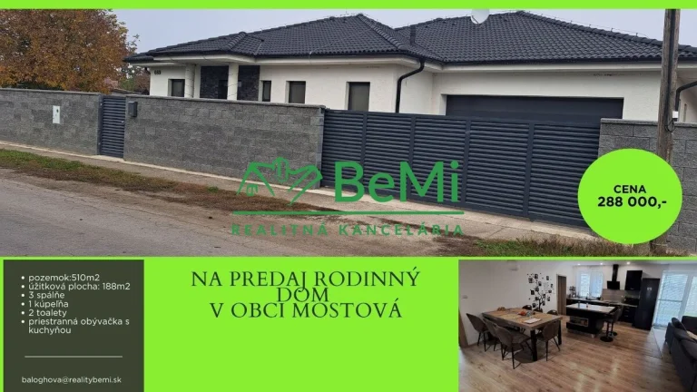 Novostavba rodinný dom 4 izb. - 510m2, Mostová ID 007-12-EVB