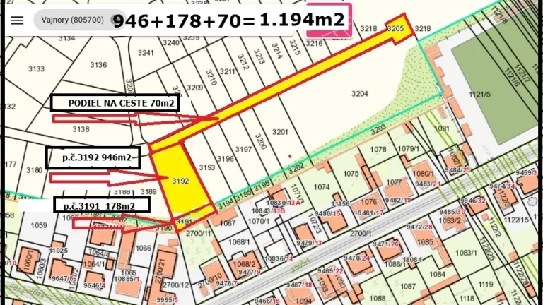pozemok vo Vajnoroch Nemecká Dolina 1194m2