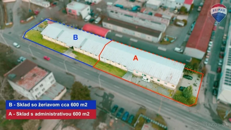 NA PREDAJ - sklad 600 m2 s pozemkom 1450 m2 v priemyselnej