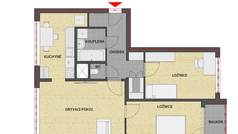 Byt 3+1, 70m2, lodžie, Strašnice
