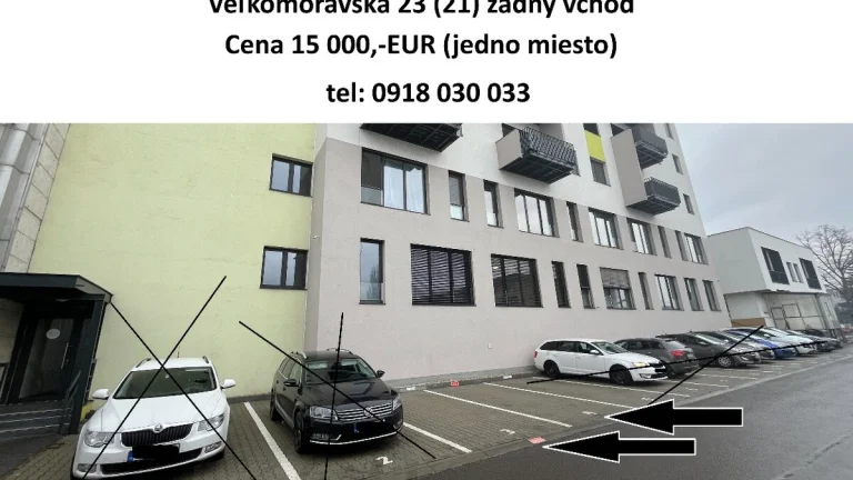Posledné parkovacie miesto na predaj. Veľkomoravská Trenčín