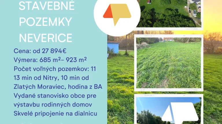 Predaj stavebné pozemky Neverice- rôzne veľkosti pozemkov