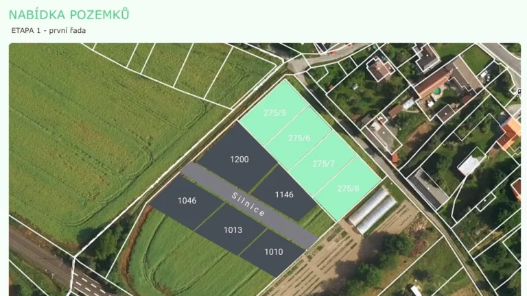 Prodej 4 atraktivních pozemků k bydlení v obci Štěpánov – Bř