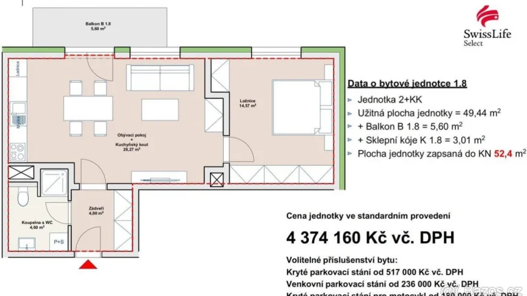 Prodej bytu 2+kk 49 m2 Vojanova, Liberec