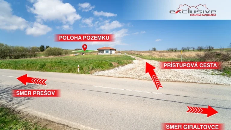 POZEMOK-1057m2,PUŠOVCE-PREŠOV,OBECNÁ CESTA A IS V PRÍPRAVE
