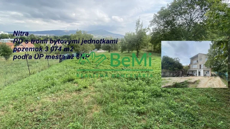 Rodinný dom s tromi bytovými jednotkami, pozemok 3 074 m2, N