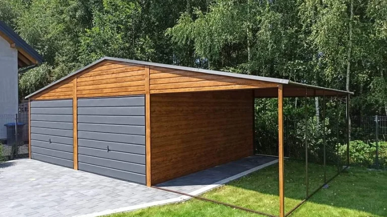PLECHOVÁ GARÁŽ PREMIUM 6x6m + 3x6m PRÍSTREŠOK
