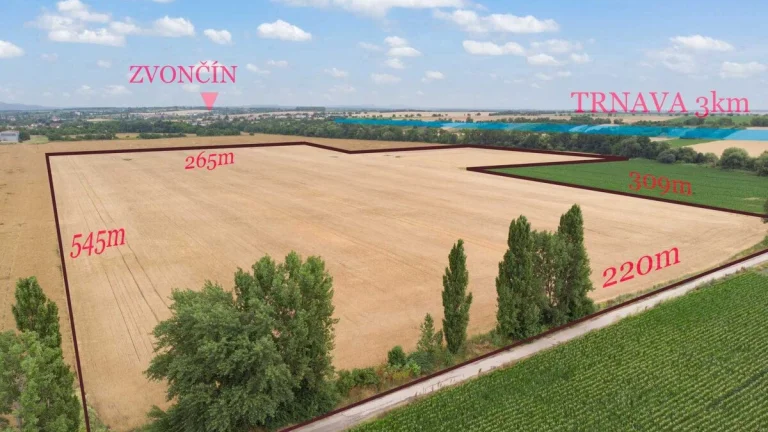 PREDAJ VEĽKÝ POZEMOK - TRNAVA - ZVONČÍN - 147.000 m²