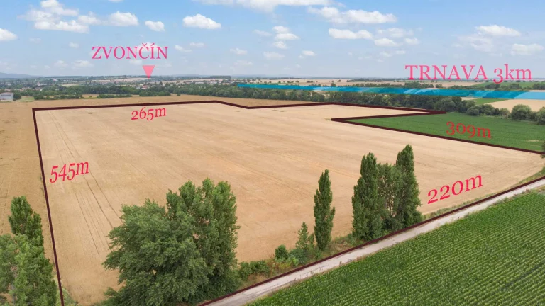 PREDAJ VEĽKÝ POZEMOK - TRNAVA - ZVONČÍN - 147.000 m²