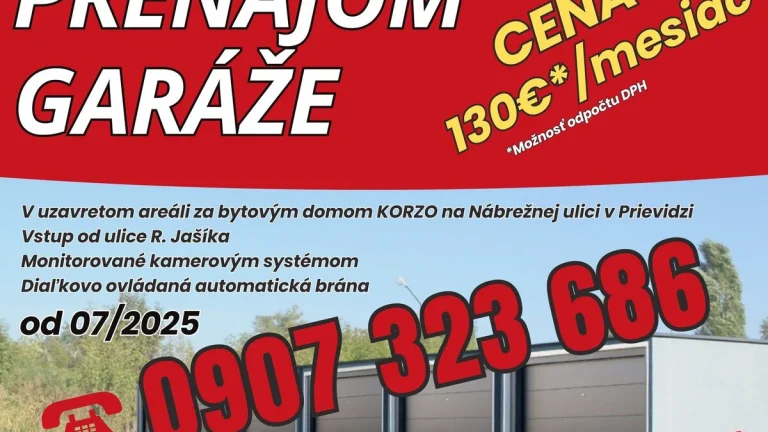 Prenájom garáže