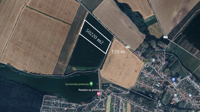 PNORF – orná pôda, 50220 m2, šírka 120 m, Suchá nad Parnou