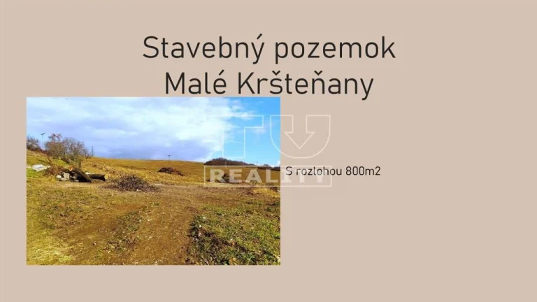 Na predaj slnečný pozemok Malé Kršteňany s pekným...