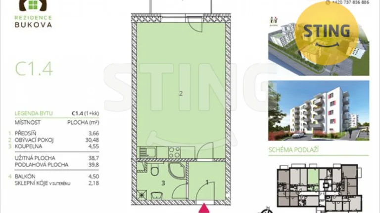 Byt 1+kk k pronájmu, Jihlava / Horní Kosov, ulice Slovenská
