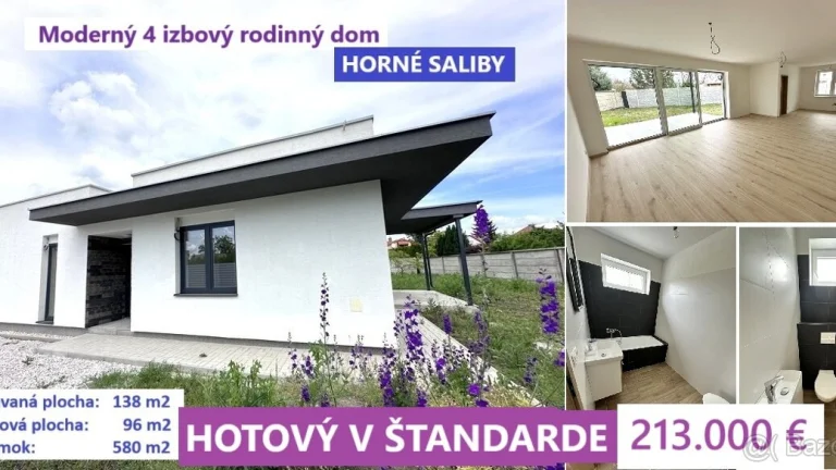 NOVOSTAVBA V ŠTANDARDE 4 izbový rodinný dom 111 m2 213.000 €