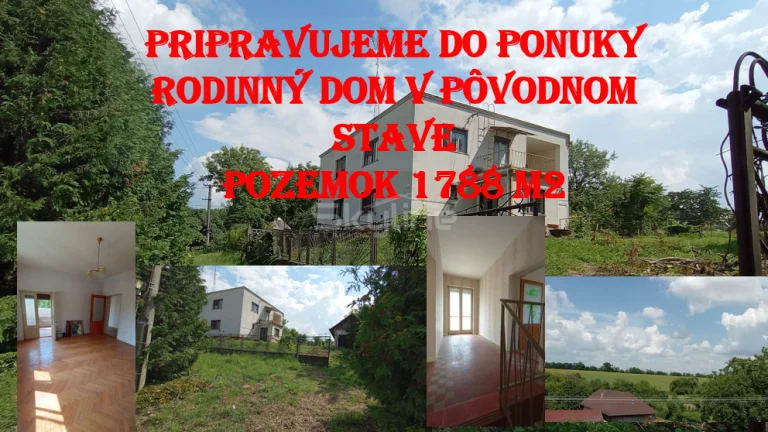 predaj dvojpodlažný rodinný dom na pozemku s výmerou 1788 m2
