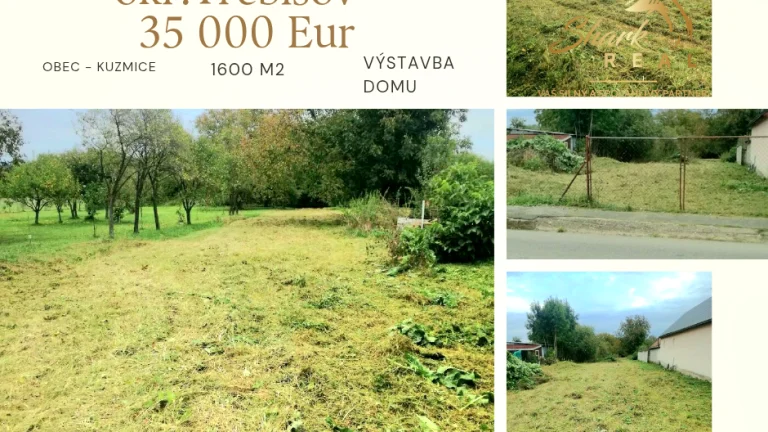 Na predaj slnečný pozemok KUZMICE 1600 m2